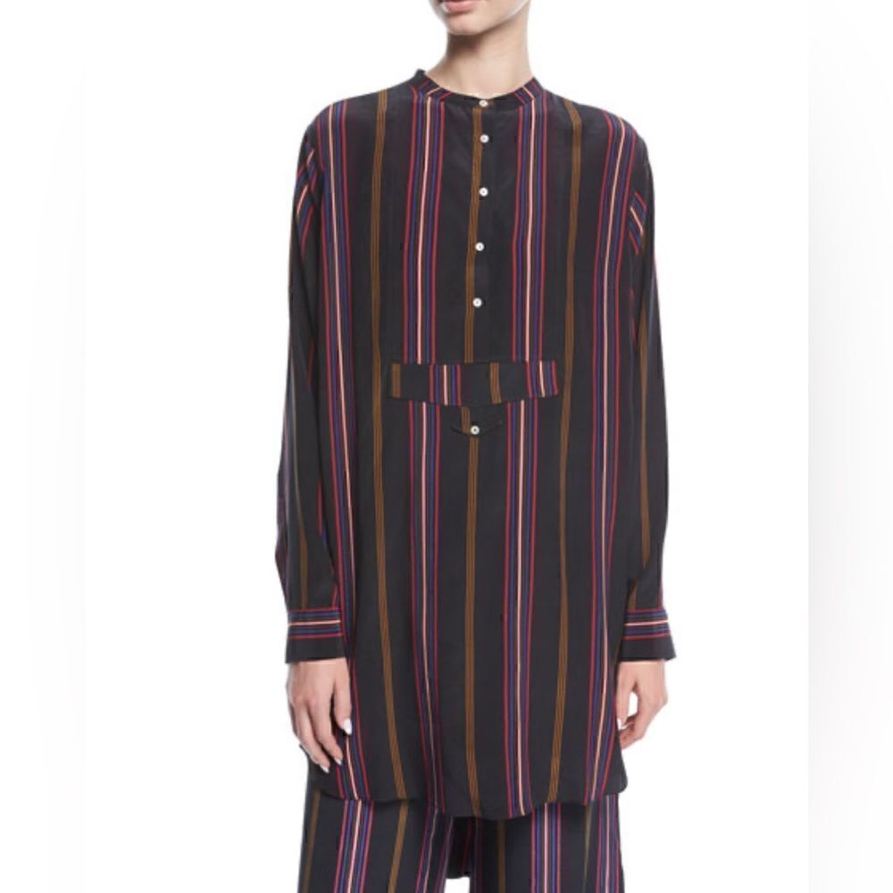 FigueโThalieย Ashbury-StripeโLong-SleeveโHigh-LowโTunicโ100%โsilkโlargeโ